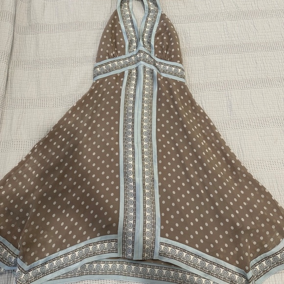 BCBGMAXAZRIA Halter neck silk dress in polka dots - Picture 2 of 9